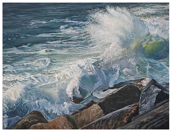 The Pounding Surf, Original oil painting by the fine artist Eric Soller