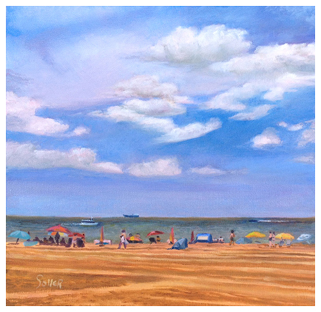 A Day at the Beach, Original oil painting by Eric Soller