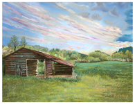 Barn at Dusk - Original pastel painting by Eric Soller