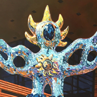 Firebird Statue - Original acrylic painting by Eric Soller