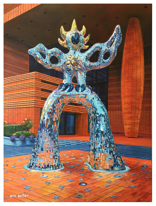  Firebird Statue, Original acrylic painting by Eric Soller