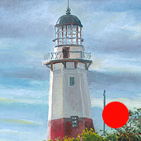 Montauk Light Over The Trees - Original oil painting by Eric Soller