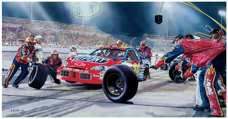 #24 DuPont Car, Original gouache painting by Eric Soller